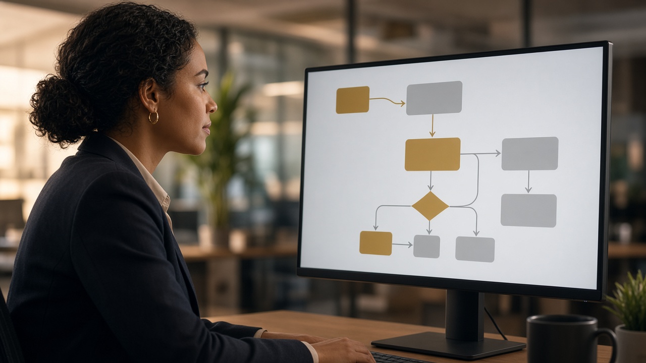 An operations lead reviewing an automated call flow